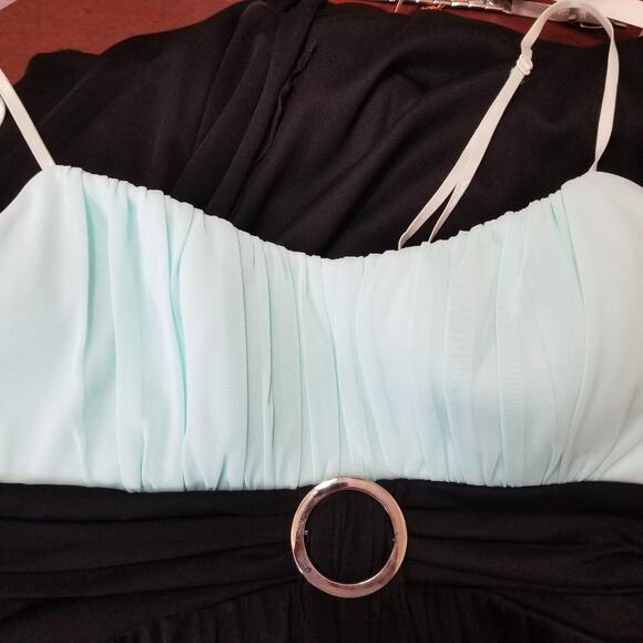 Ruby Rox Black & Teal Cocktail Formal Party Dress Spaghetti Strap Size M - Picture 2 of 9